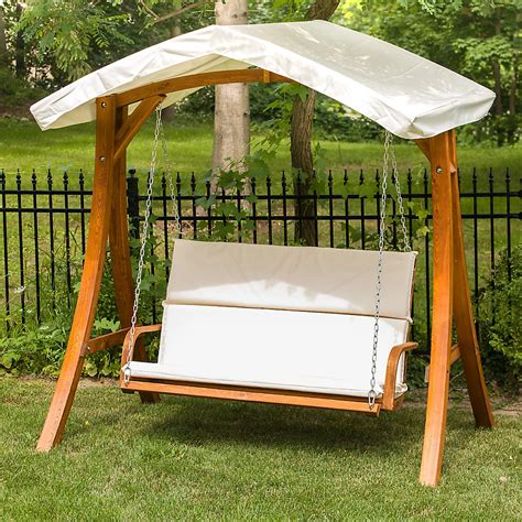 Leisure Season Wooden Patio Swing Seater with Canopy | The Home Depot Canada