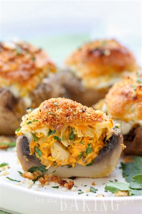 Cheesy Stuffed Mushrooms Recipe {Vegetarian} - Let the Baking Begin!