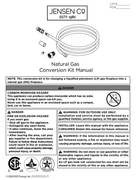 Fillable Online Natural Gas Conversion Kit Manual NOTE: This conversion ...