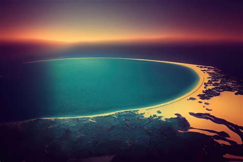 Premium AI Image | A sunset over the water of the dead sea