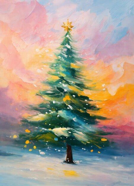 Premium AI Image | Abstract oil painting of Christmas tree