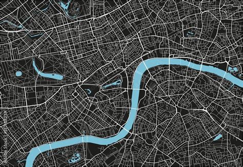 Black and white vector city map of London with well organized separated ...