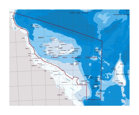 Topographical map of Coral Sea Islands | Coral Sea Islands | Oceania | Mapsland | Maps of the World