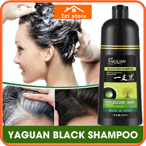 YAGUAN BLACK DEW SHAMPOO Hair Color Shampoo Herbal Hair Dye Shampoo White Hair into Black Hair ...