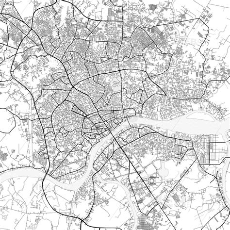 Nice bright vector map of Palembang, South Sumatra, Indonesia with fine structures for download ...