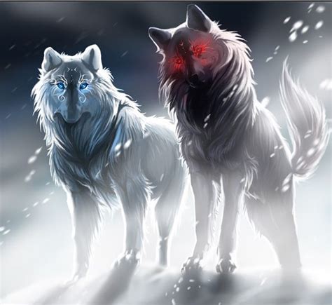 El azul y el rojo Anime Wolf, Pet Anime, Anime Animals, Cute Animals, Anime Guys, Artwork Lobo ...