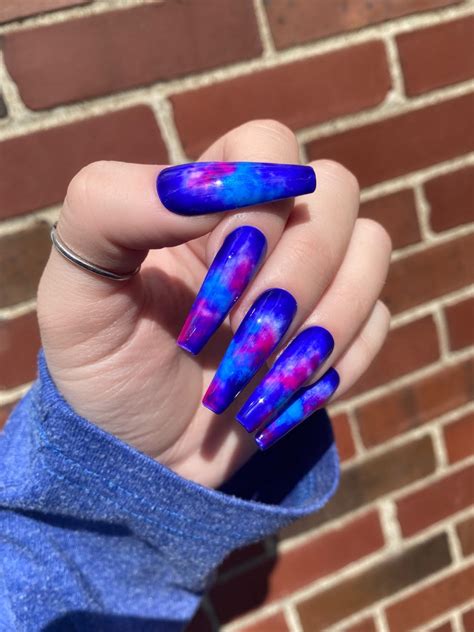 NEBULA Electric Blue Tie Dye Effect Press on Nails Blue | Etsy