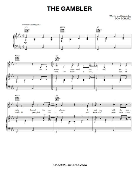 The Gambler Sheet Music Kenny Rogers ♪ SheetMusic-Free