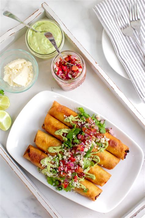 Ground Beef Flautas with Cilantro Avocado Sauce | Midwest Foodie