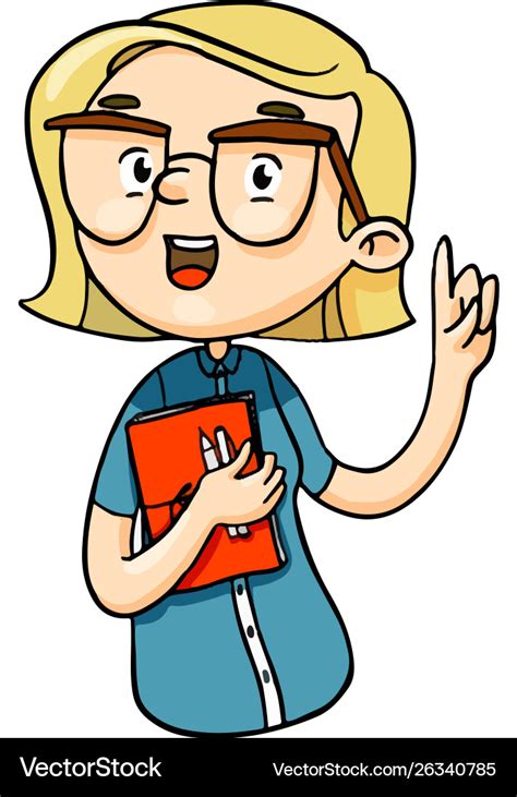 Clever cartoon girl talking important things Vector Image