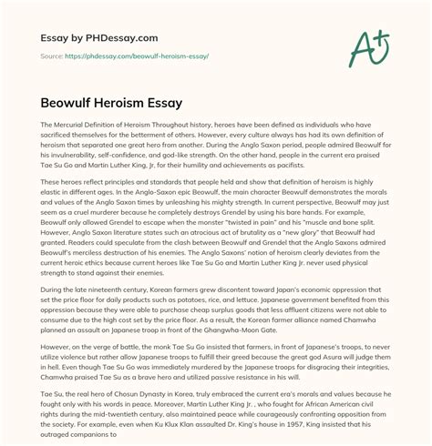 Beowulf Heroism Essay - PHDessay.com