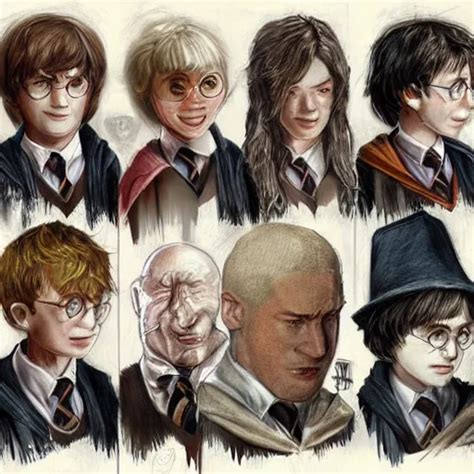 Harry Potter characters, concept art, detailed, drawing | Stable Diffusion