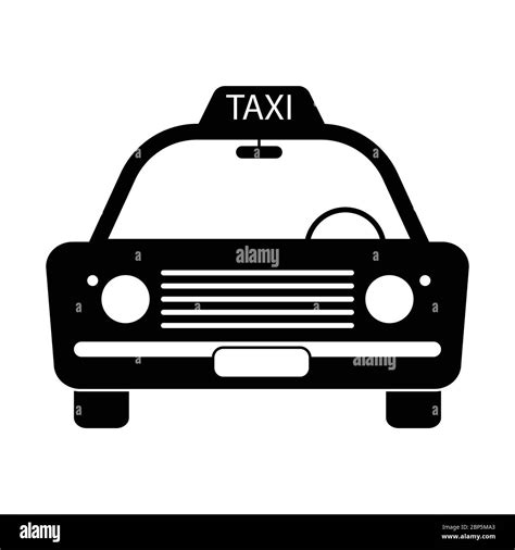 Taxi Cab Vintage Old Front View. Taxicab car automobile black and white illustration. EPS Vector ...