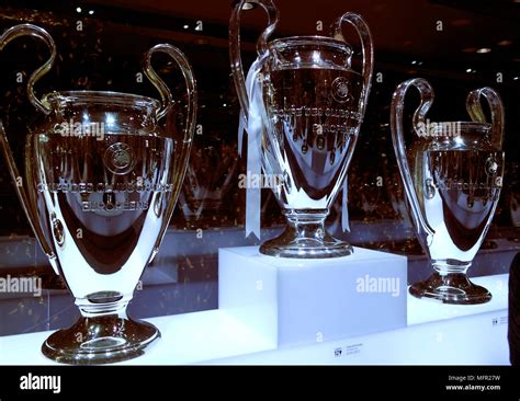 NOVEMBER 2017 - MADRID: UEFA Champions League trophy: trophies at the ...