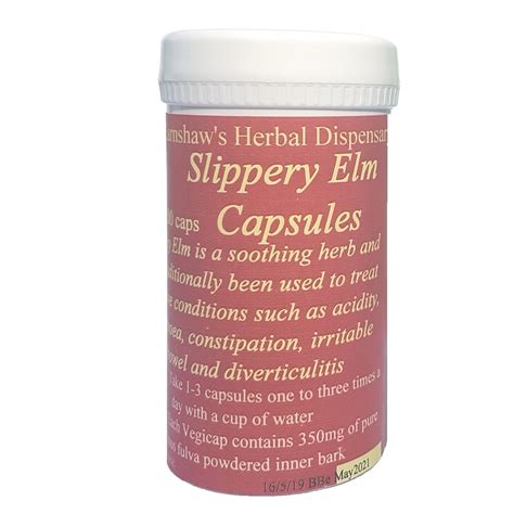 Slippery Elm Capsules (100) - Earnshaw's Herbal Dispensary