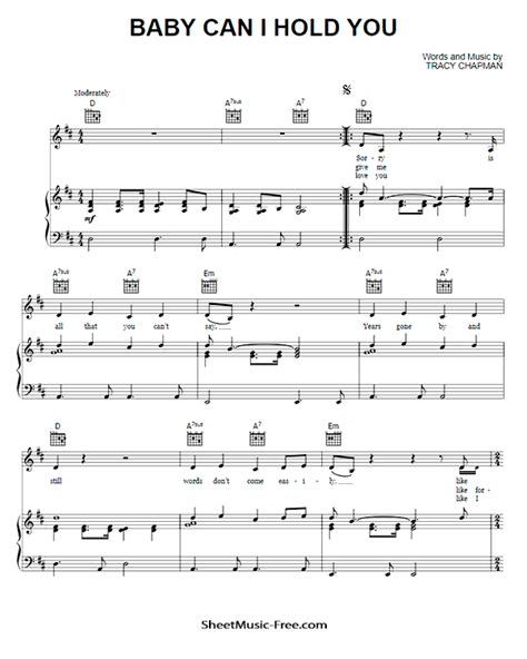 Baby Can I Hold You Sheet Music Tracy Chapman - ♪ SHEETMUSIC-FREE.COM