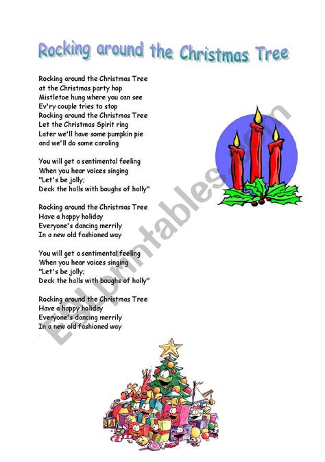 Song: Rocking around the Christmas tree - ESL worksheet by peggy33