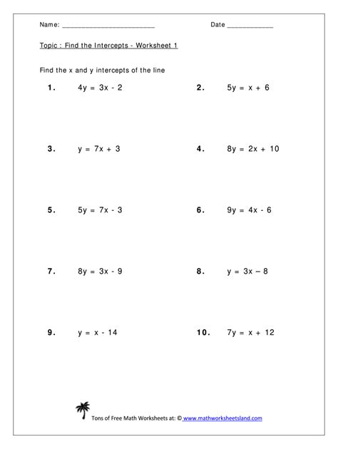 Finding x and y intercepts worksheet: Fill out & sign online | DocHub