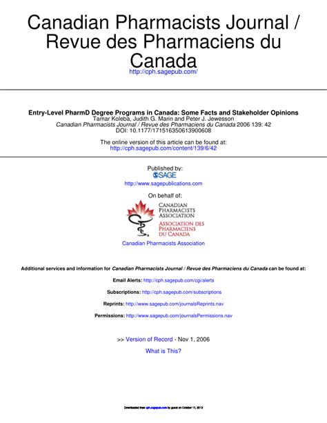 (PDF) Entry-Level PharmD Degree Programs in Canada: Some Facts and ...