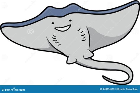 Stingray Smiling Wide Cartoon Color Illustration Stock Vector - Illustration of design ...