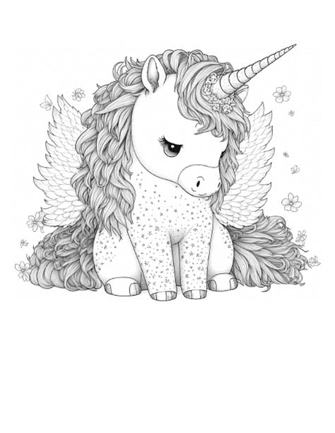 Little Winged Unicorn Coloring Page Download Printable PDF | Templateroller