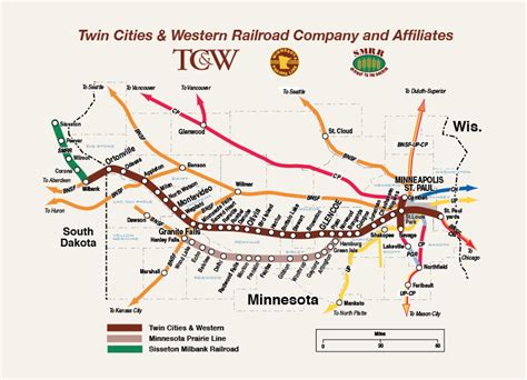 TC&W Railroad Map | Largest MN Shortline Rail | MN Rail Map