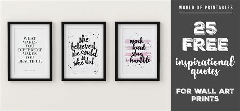 25 Free Inspirational Quotes For Wall Art Prints - World of Printables