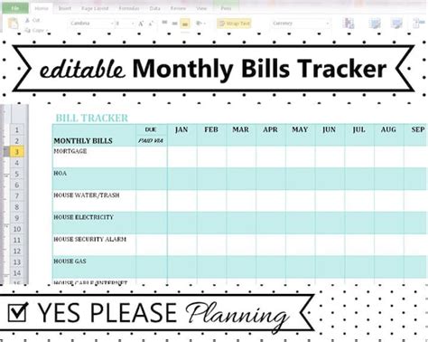 Excel Bill Tracker Template