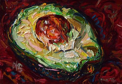 Avocado Half Painting by Melissa Sarat
