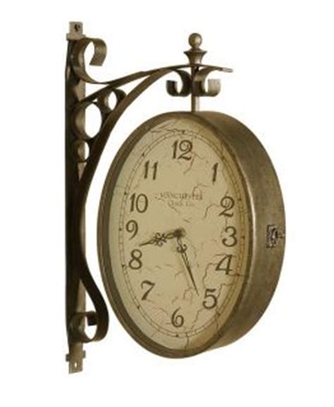 Dodge City Train Station Wall Clock Double Sided w Ornate Wall Bracket