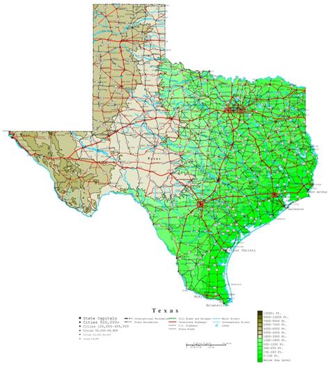 Interactive Elevation Map Of Texas - Printable Maps