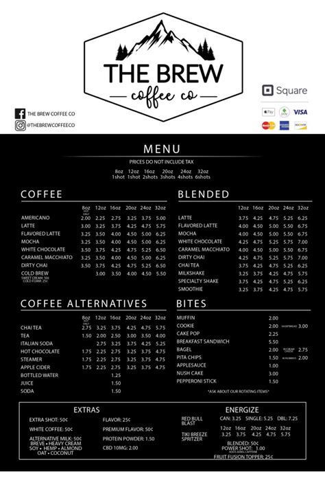 Menu – The Brew Coffee Co