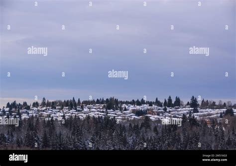 Residential houses in the snow on winter season in Canada Stock Photo ...