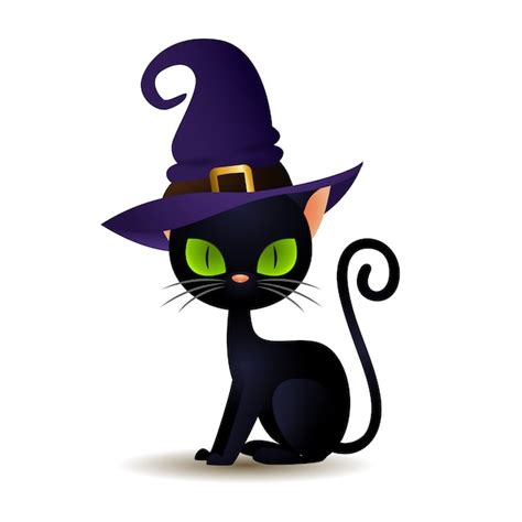 Free Vector | Black cat in witch hat