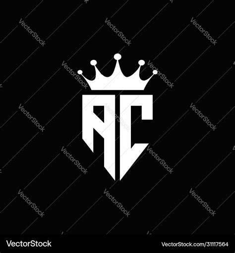 Ac logo monogram emblem style with crown shape Vector Image