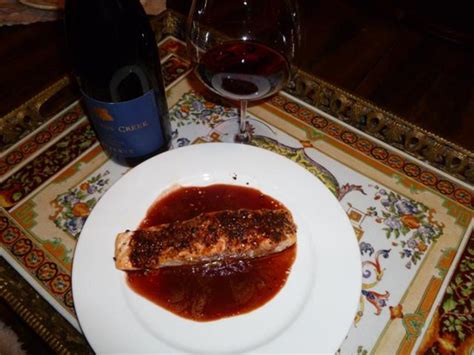 Ginger-Roasted Salmon With Pinot Noir Sauce | Delishably