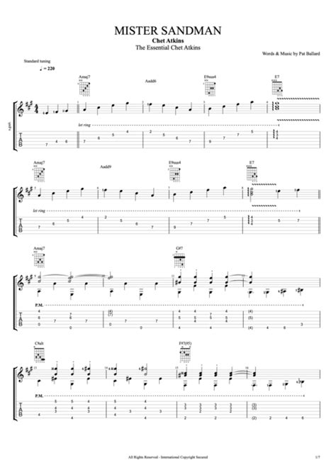 Mr. Sandman by Chet Atkins - Full Score Guitar Pro Tab | mySongBook.com