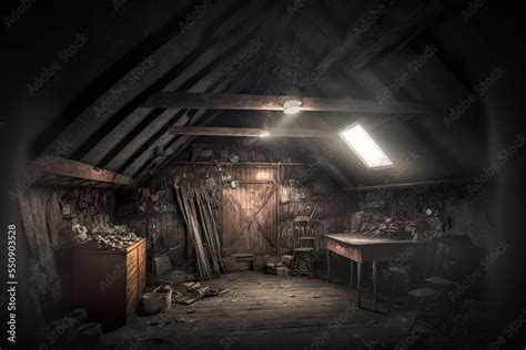 Old Haunted House - Attic Stock Illustration | Adobe Stock