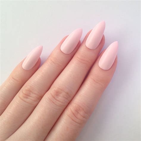 Matte pastel pink stiletto nails Nail by prettylittlepolish