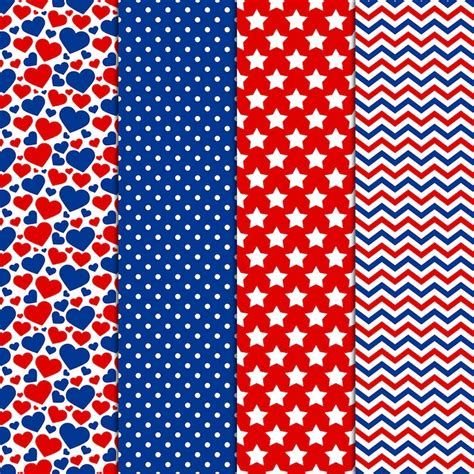 Red White & Blue Patterns 20 Digital Papers 12x12 | Etsy