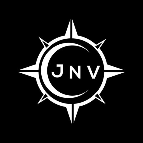 JNV abstract technology circle setting logo design on black background. JNV creative initials ...