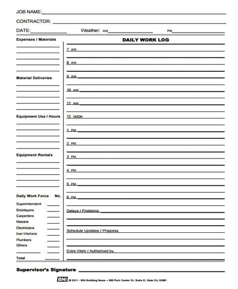 FREE 34+ Daily Log Templates in PDF | MS Word