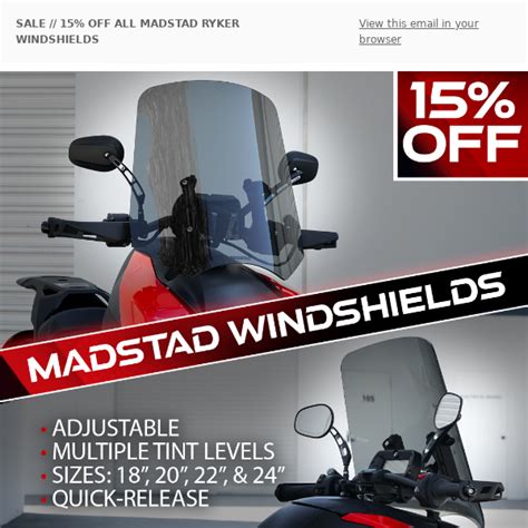 SALE // Take 15% OFF MadStad Ryker Adjustable Windshields - Limited Time - Slingmods