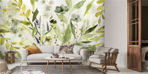 Olive Green Plants Wallpaper by Carol Robinson | Wallsauce US