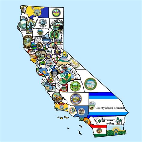 Flag/Seal Map of California Counties : r/vexillology