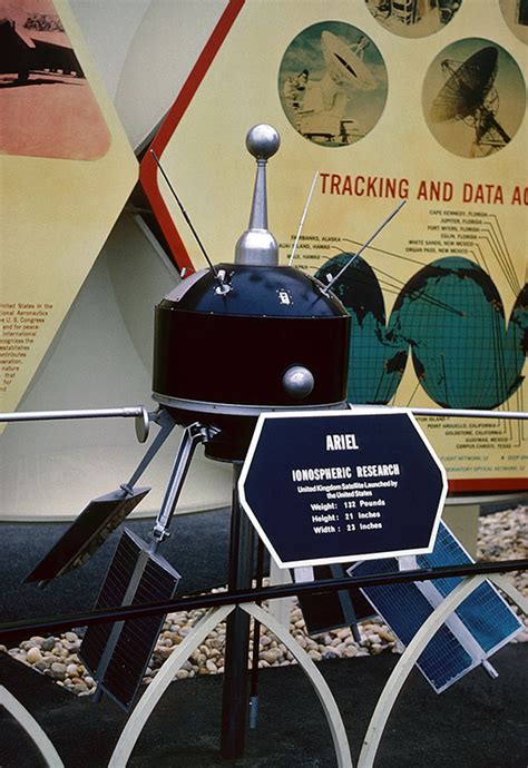 This model of Ariel-1, Britain's first satellite, was at the United States Space Park ...