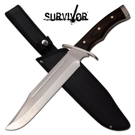 Survivor 10" Blade Brown Wood Handle Full Tang Bowie Knife