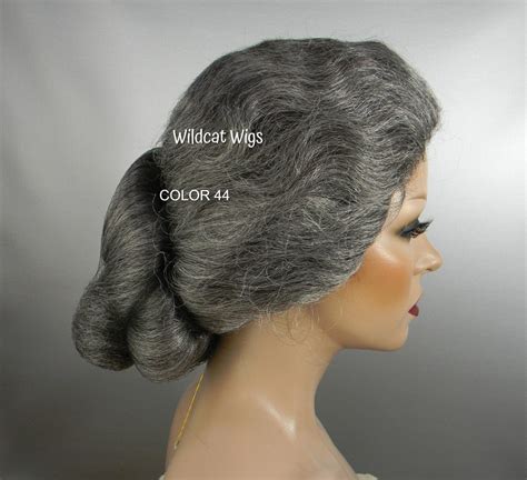 Mrs. Doubtfire Wig .. Color Choice Old Lady Wig .. Bun Wig .. Gray or ...