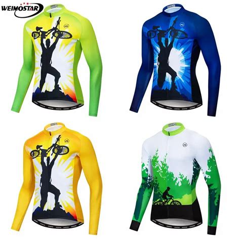 retro cycling jerseys Autumn Long sleeve bike wear Green Yellow Blue jersey road jersey cycling ...