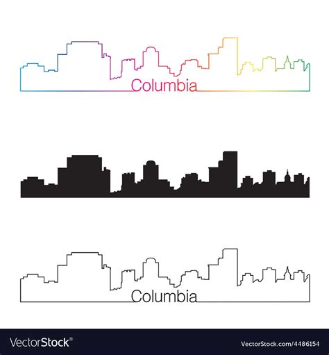 Columbia skyline linear style with rainbow Vector Image